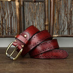 Perforated Cowhide Leather Belt