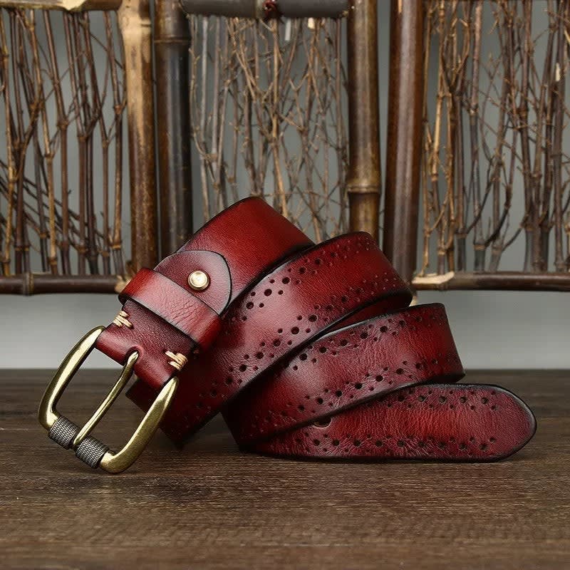 Perforated Cowhide Leather Belt