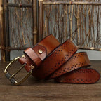 Perforated Cowhide Leather Belt