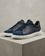 Suede and Leather Slip-On Trainers