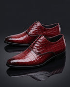 Croc-Embossed Leather Oxford Shoes