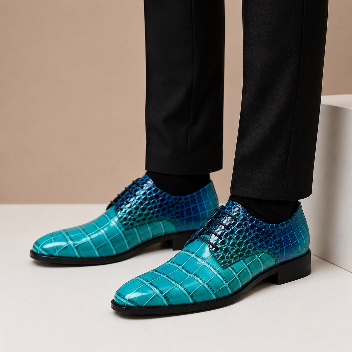 Polished Embossed Lace-Up Dress Shoe