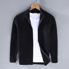Stand-Collar Zip Knit Sweater
