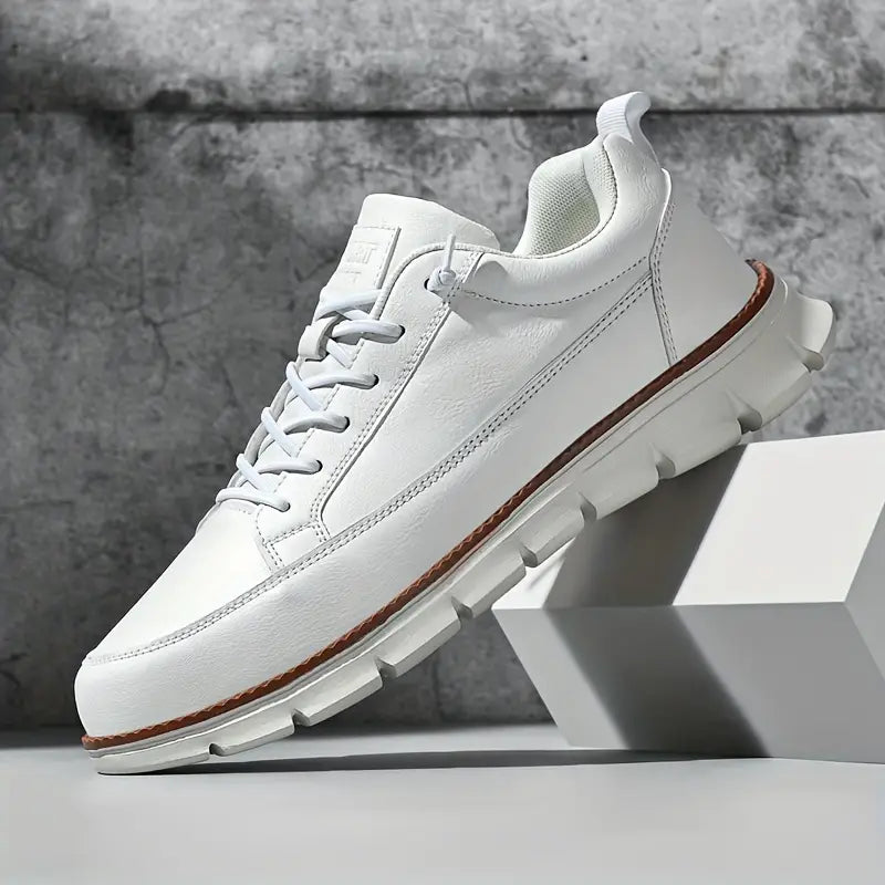 Men's Cushioned Leather Lace-Up Sneakers