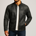 Distressed Leather Biker Jacket
