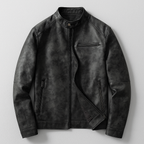 Distressed Leather Biker Jacket