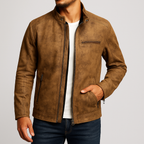 Distressed Leather Biker Jacket