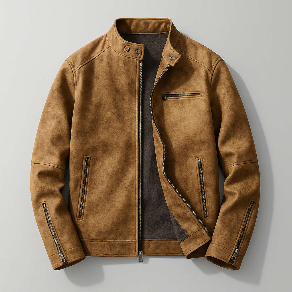 Distressed Leather Biker Jacket