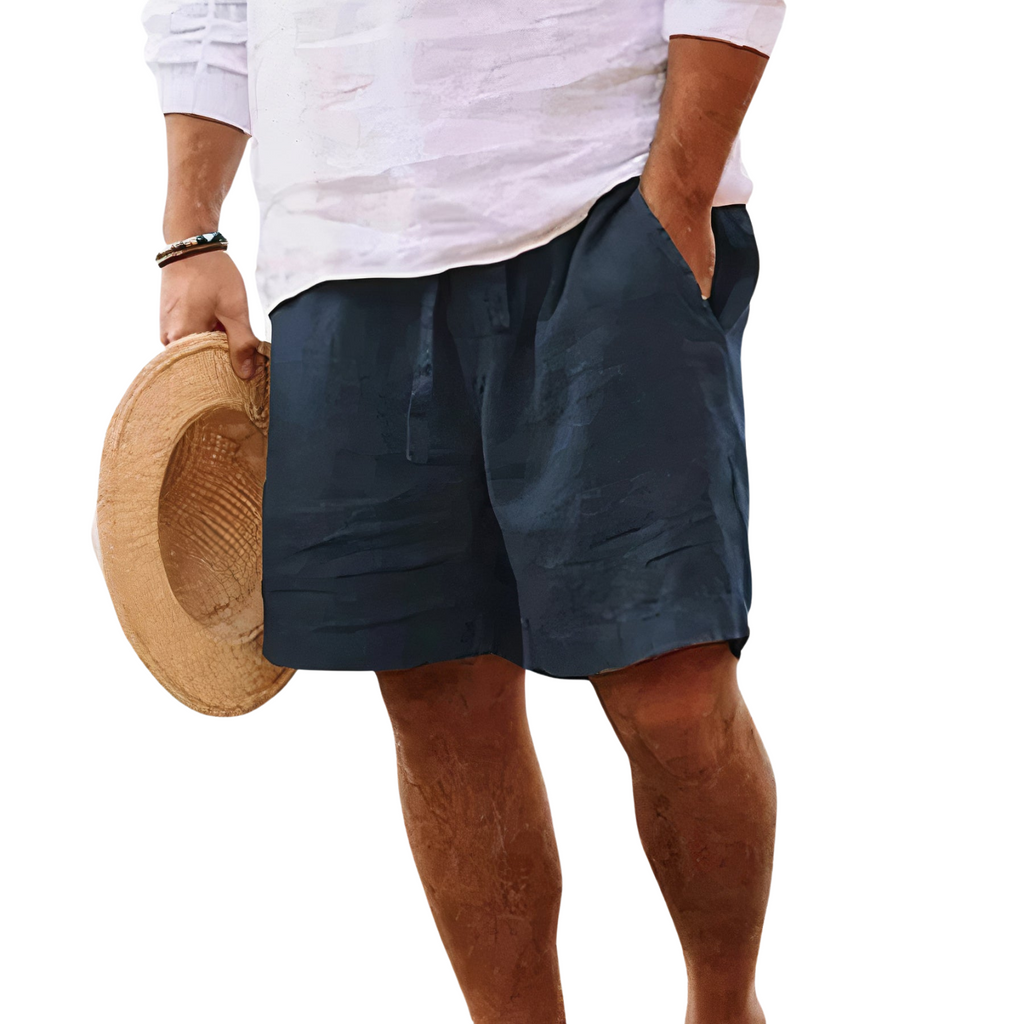 Cotton-Linen Drawstring Shorts