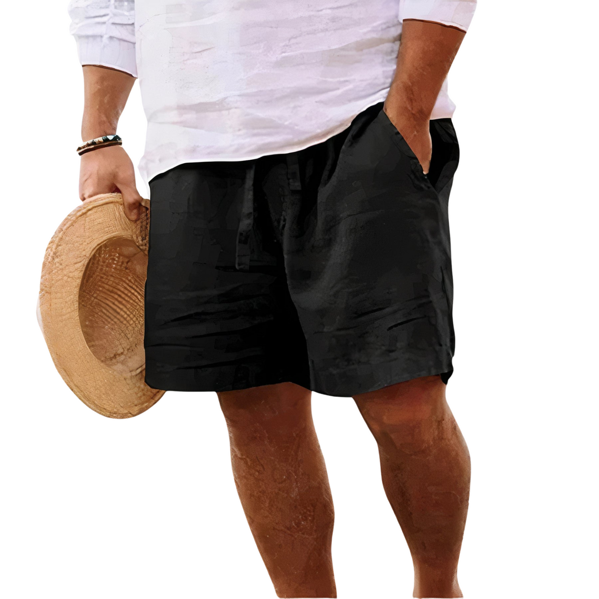 Cotton-Linen Drawstring Shorts