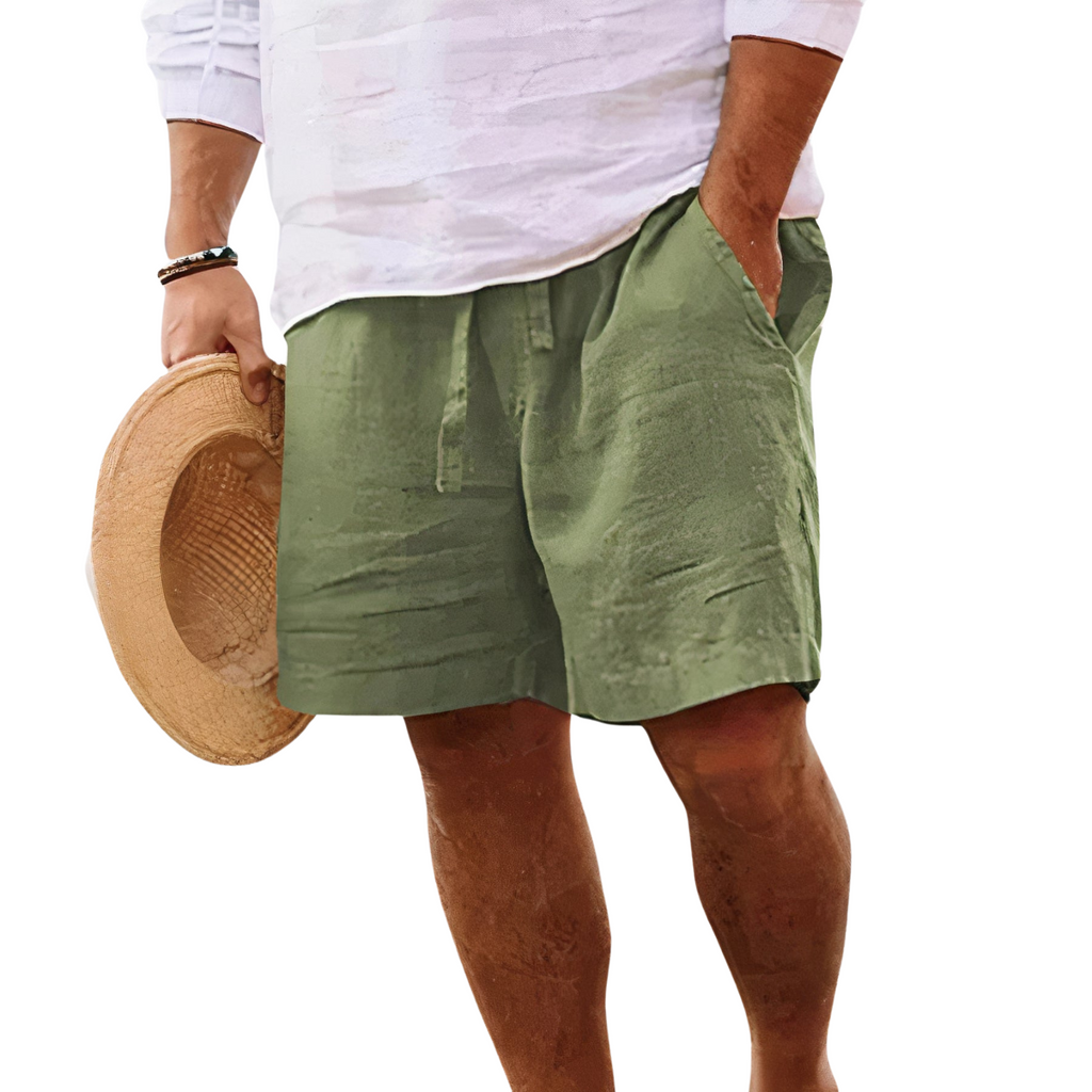Cotton-Linen Drawstring Shorts