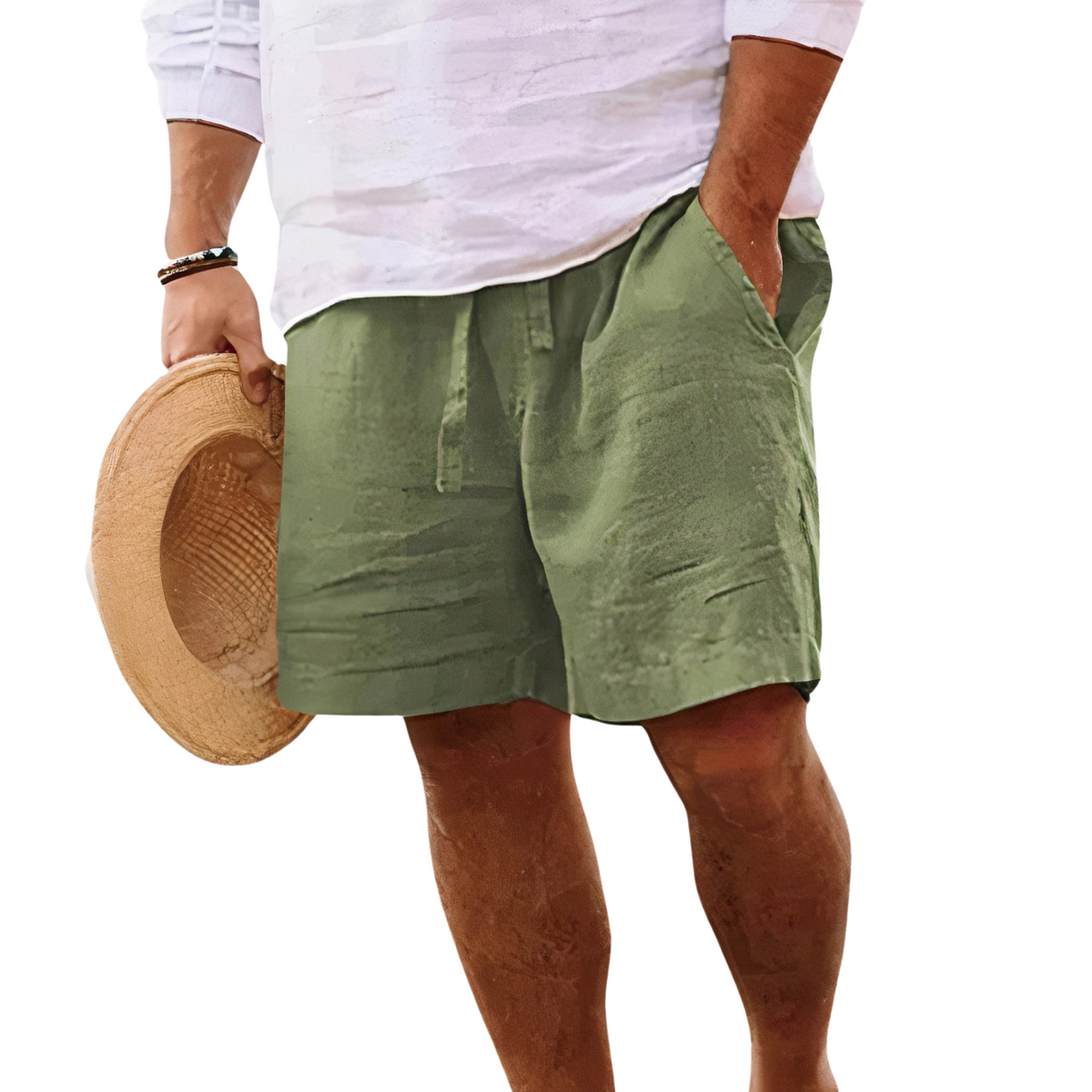 Cotton-Linen Drawstring Shorts