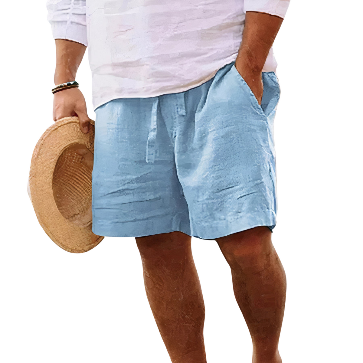 Cotton-Linen Drawstring Shorts