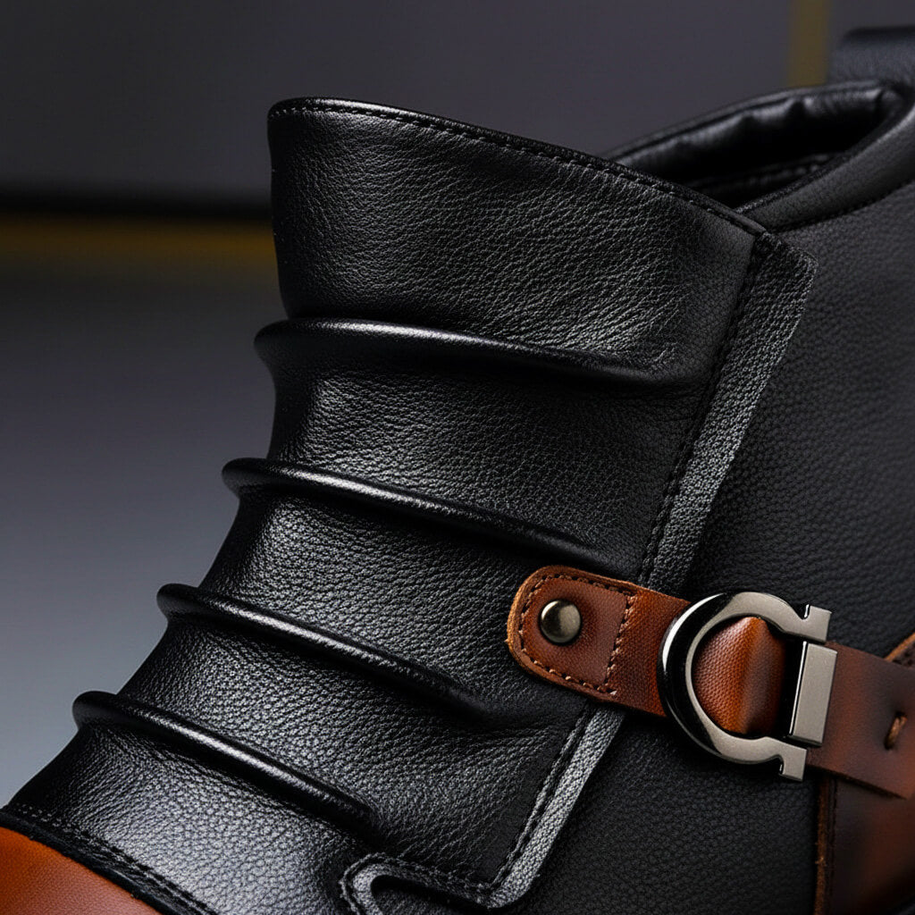Polished Real Leather Ankle Boots