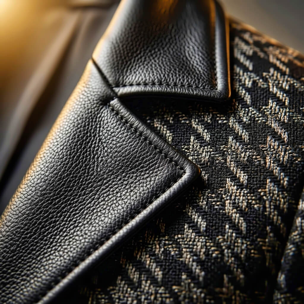 Houndstooth Leather Blazer