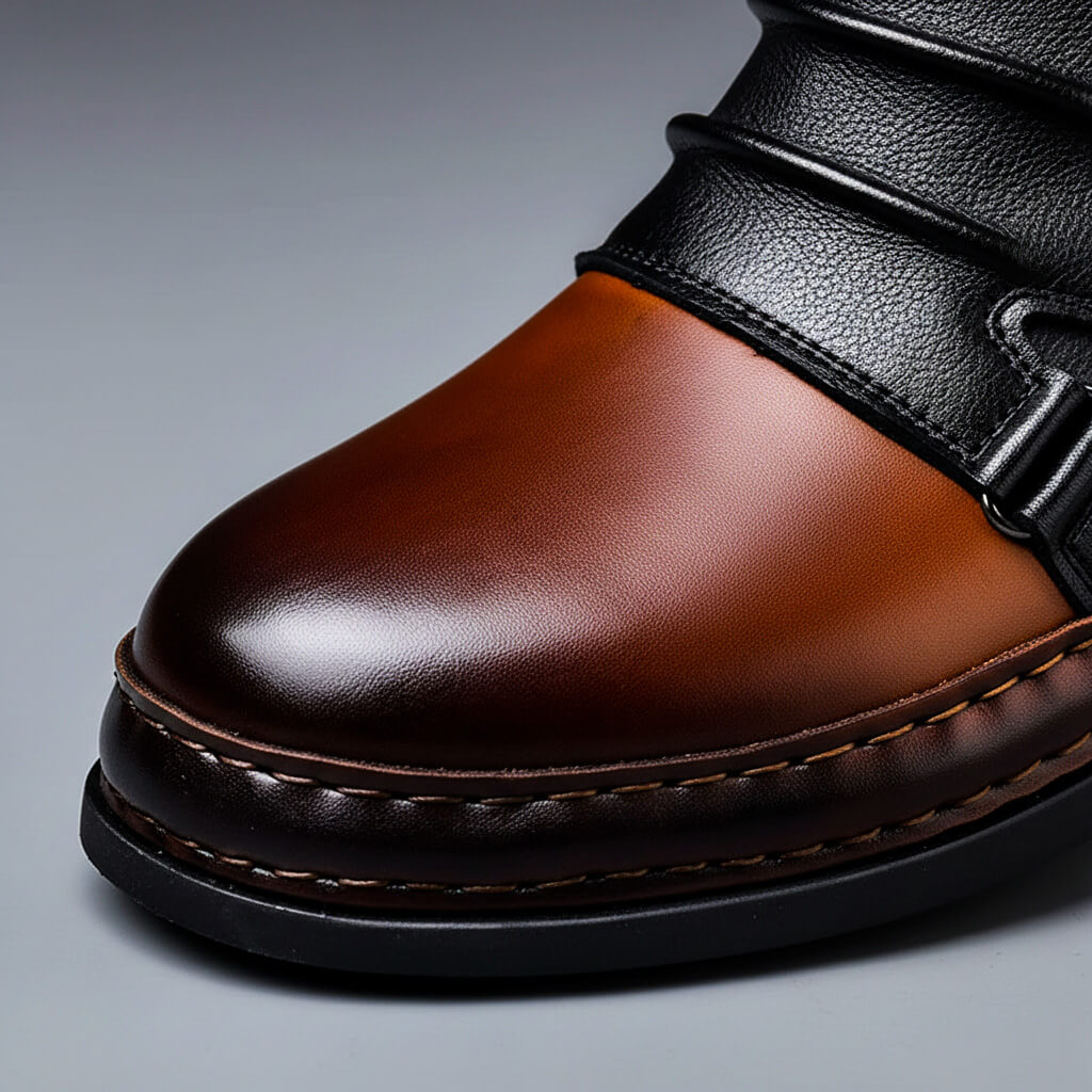 Polished Real Leather Ankle Boots