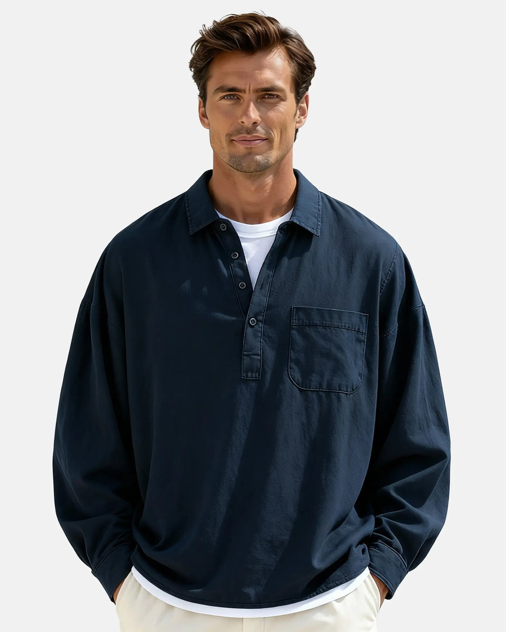 Mandarin Collar Linen Shirt