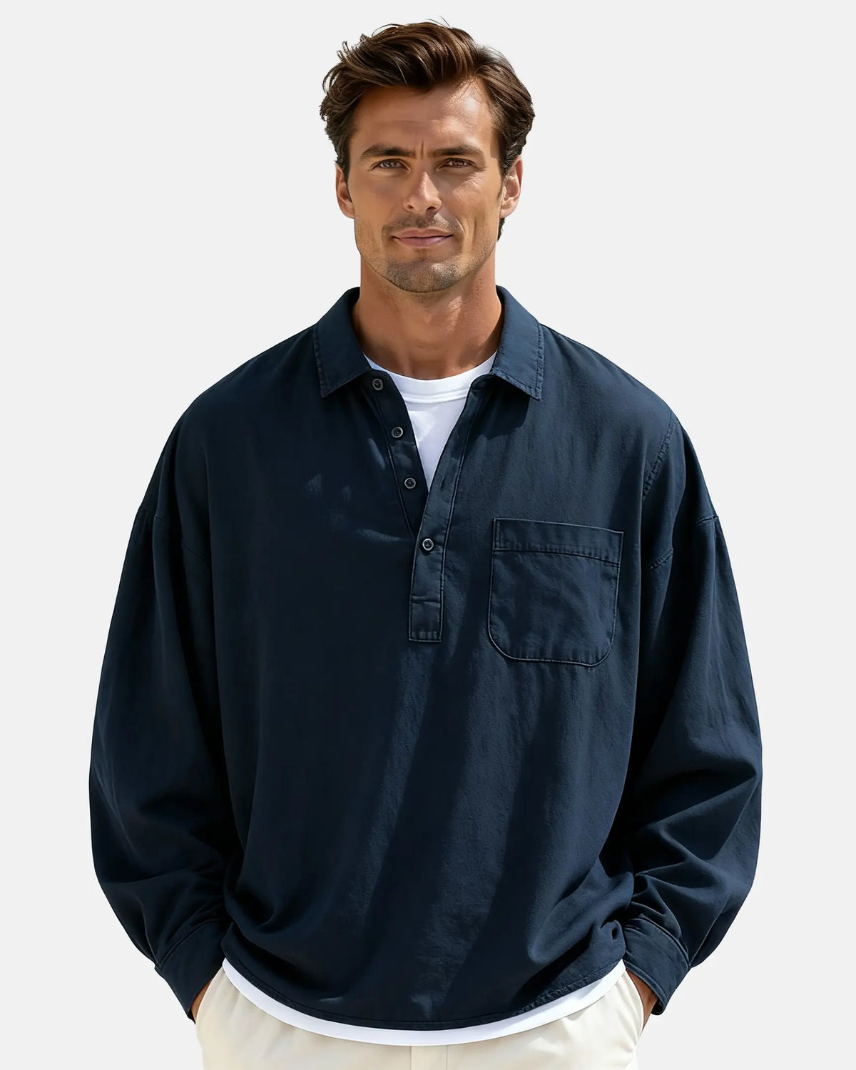 Mandarin Collar Linen Shirt