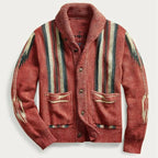 Western Jacquard Shawl Collar Cardigan