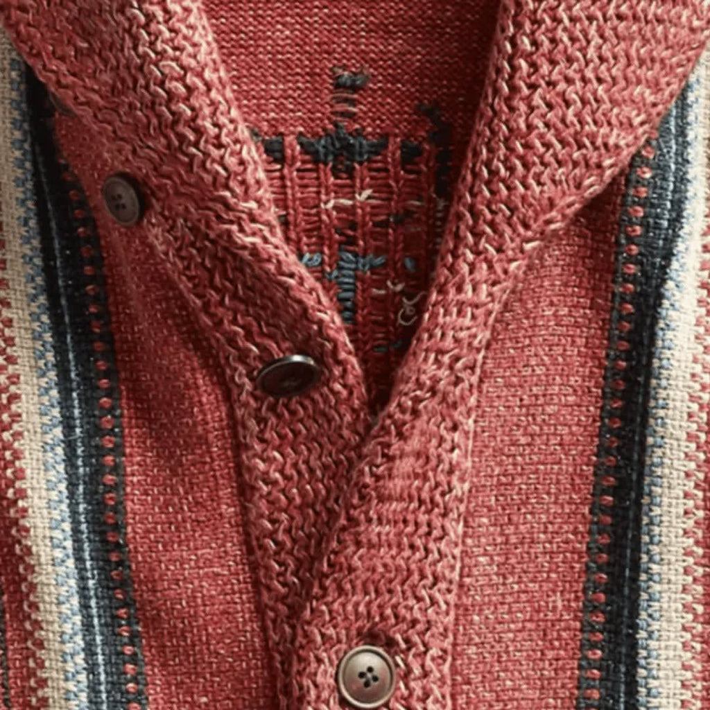 Western Jacquard Shawl Collar Cardigan