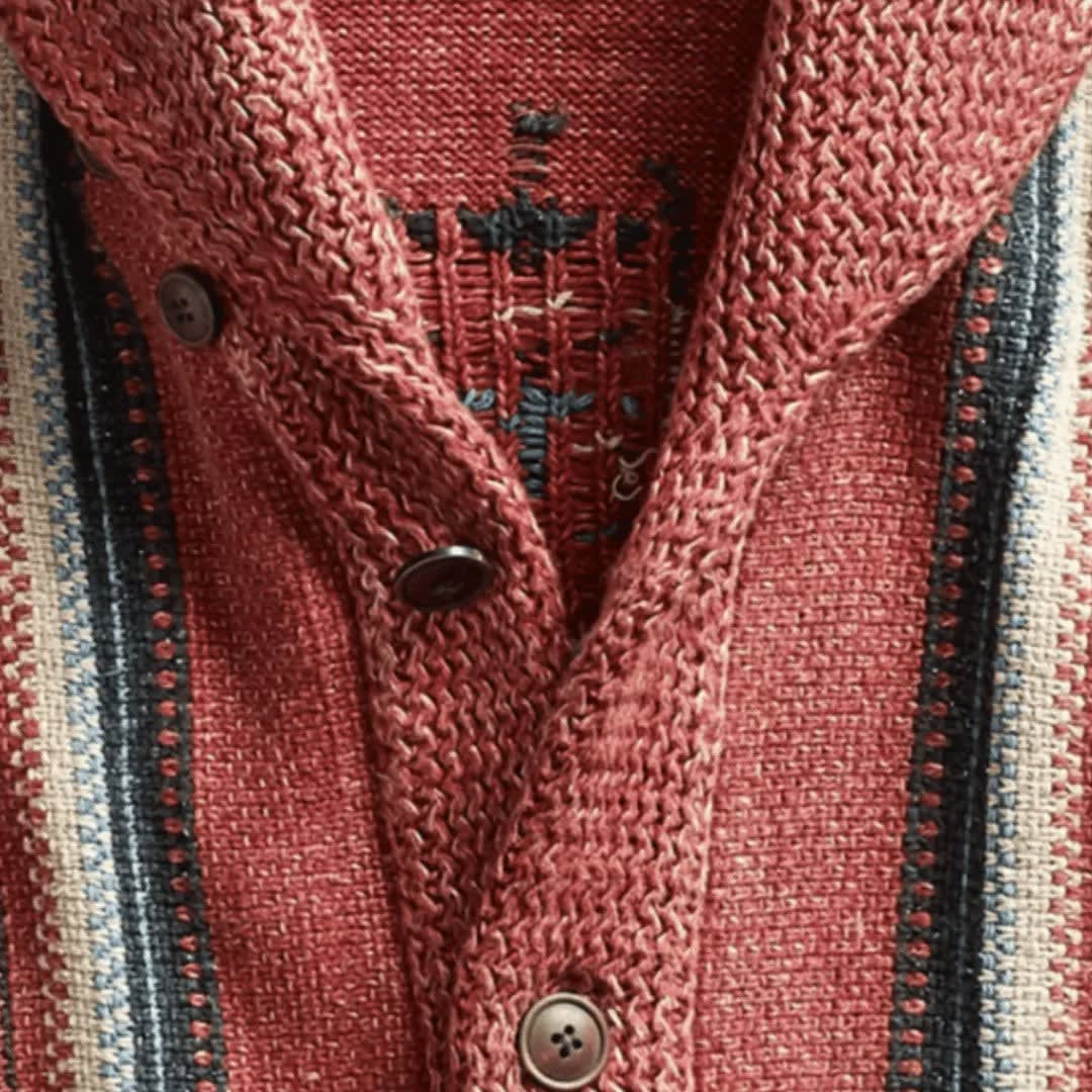 Western Jacquard Shawl Collar Cardigan