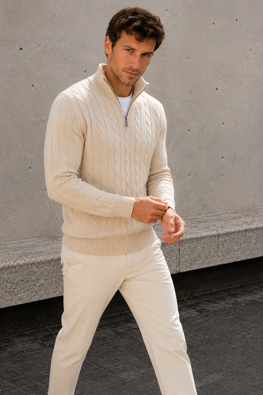 Cable Knit Half-Zip Jumper