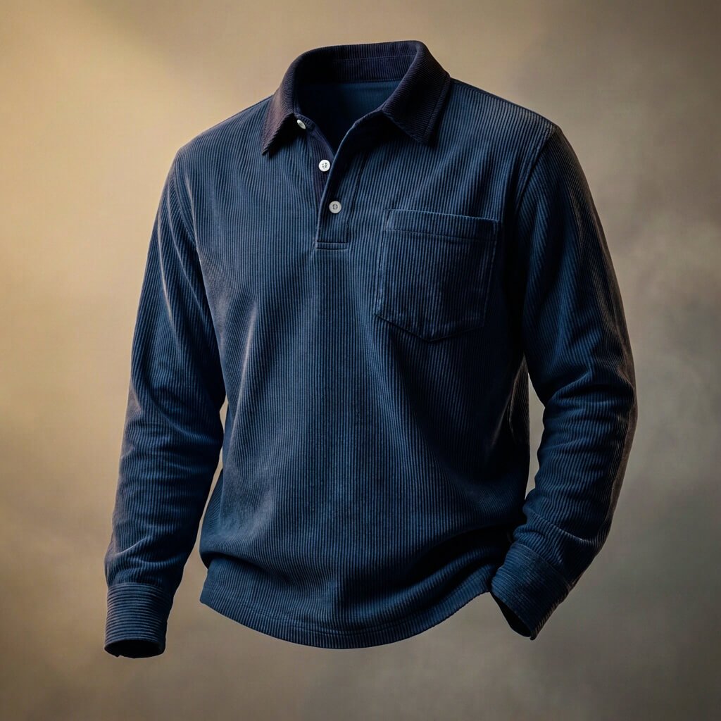 Fine Corduroy Long Sleeve Polo