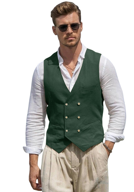 Double-Breasted Linen Waistcoat