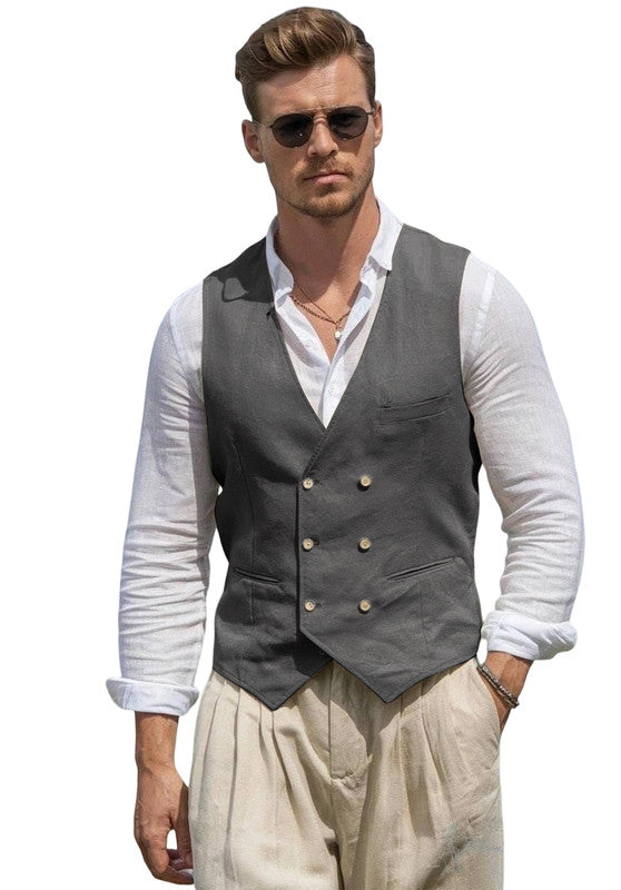 Double-Breasted Linen Waistcoat