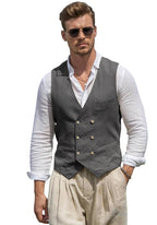 Double-Breasted Linen Waistcoat