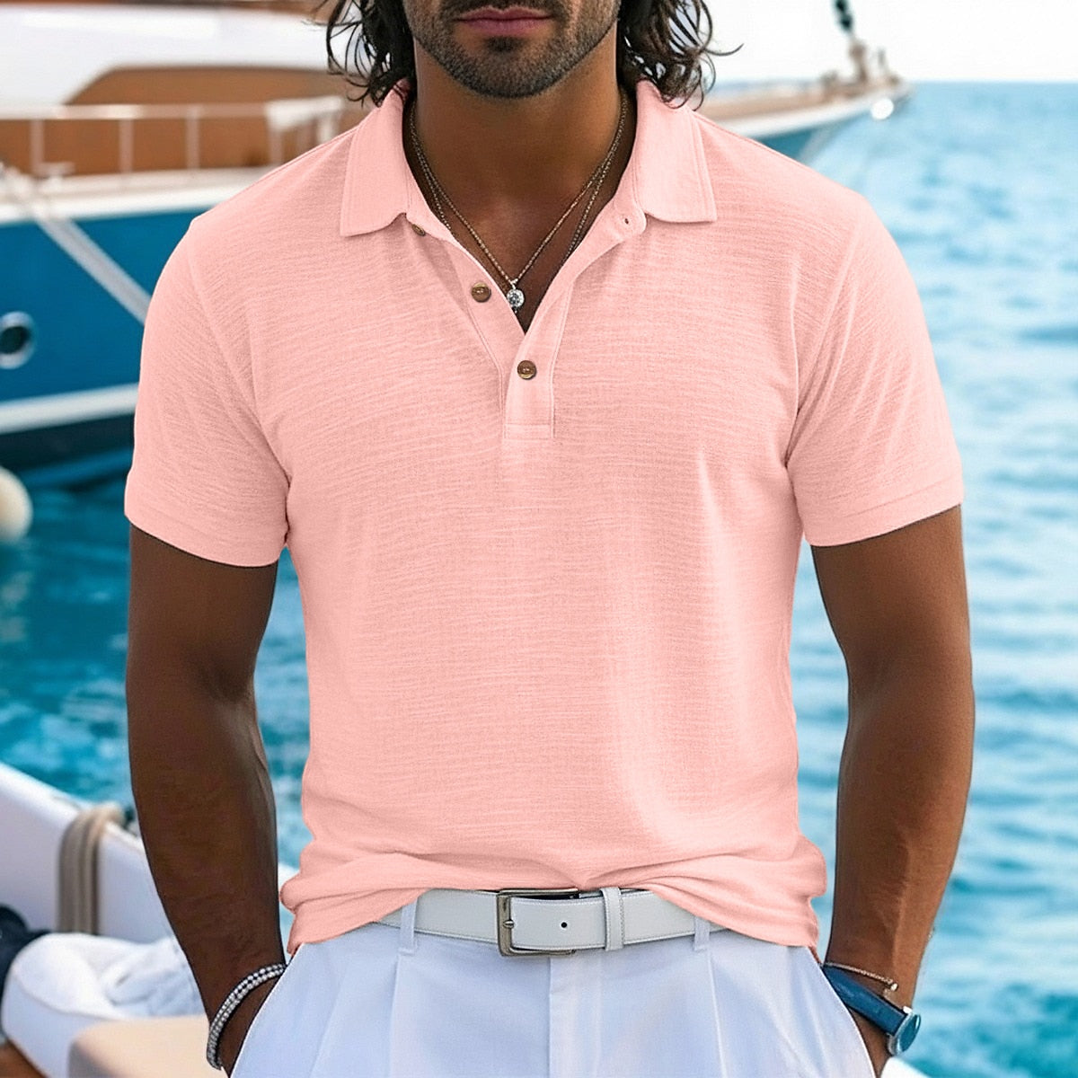 Textured Linen-Blend Polo Shirt