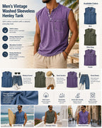 Vintage Washed Henley Tank Top