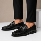 Croc-Effect Leather Loafers