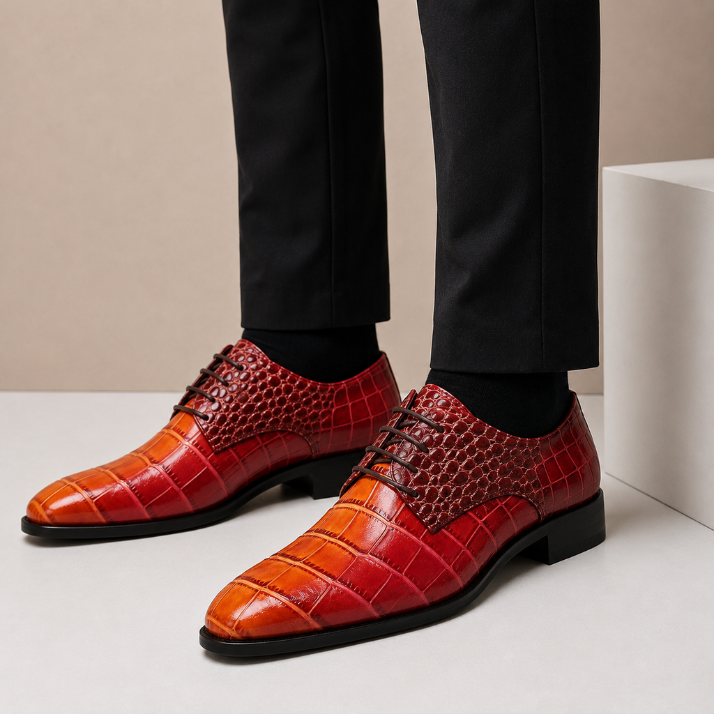 Polished Embossed Lace-Up Dress Shoe