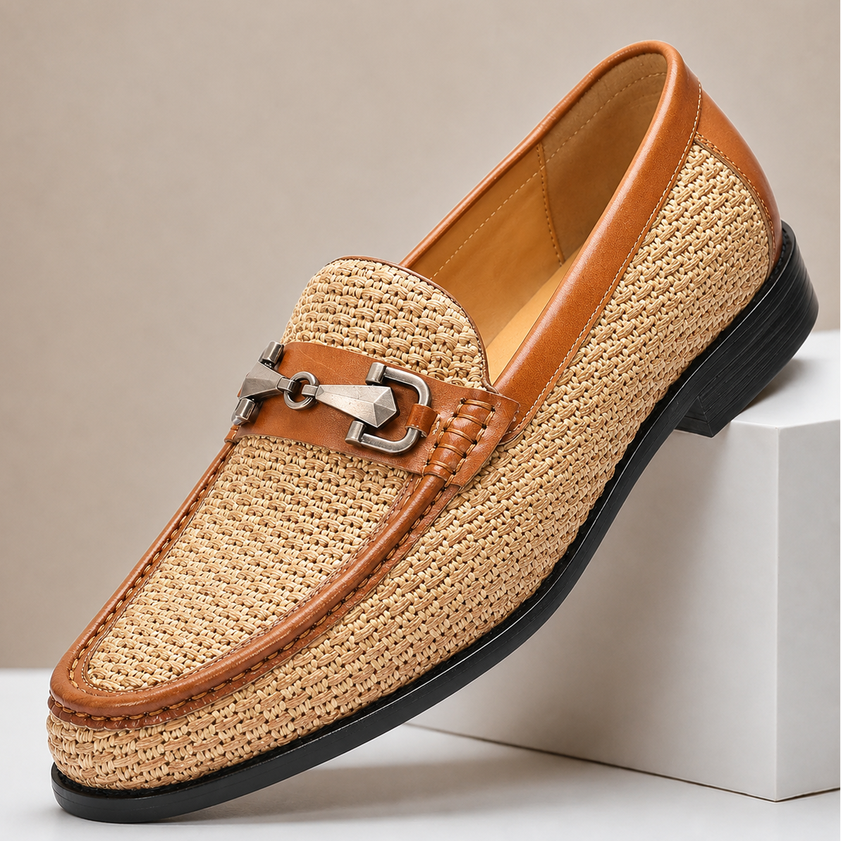 Braided Leather Polished Loafer
