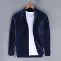 Stand-Collar Zip Knit Sweater