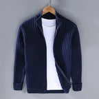 Stand-Collar Zip Knit Sweater