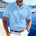 Ribbed Knit Short Sleeve Polo