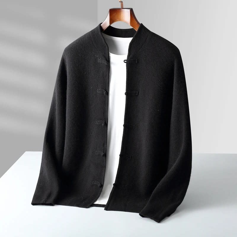 Frog Button Merino Wool Cardigan