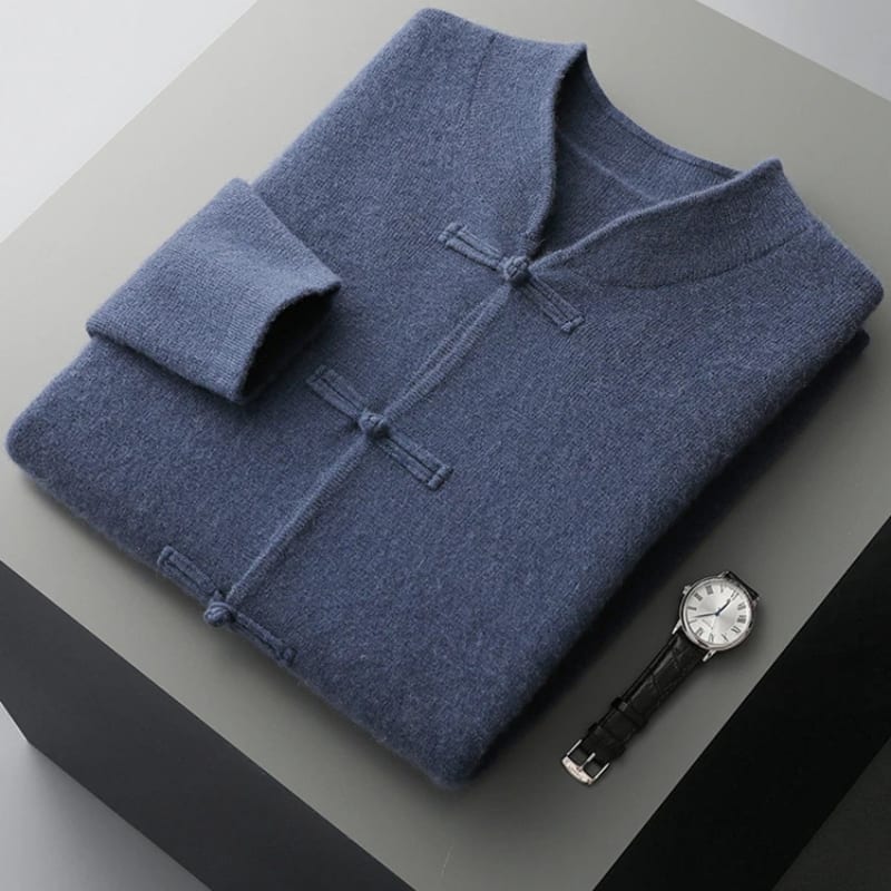Frog Button Merino Wool Cardigan
