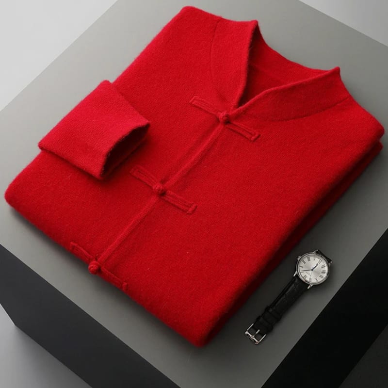 Frog Button Merino Wool Cardigan