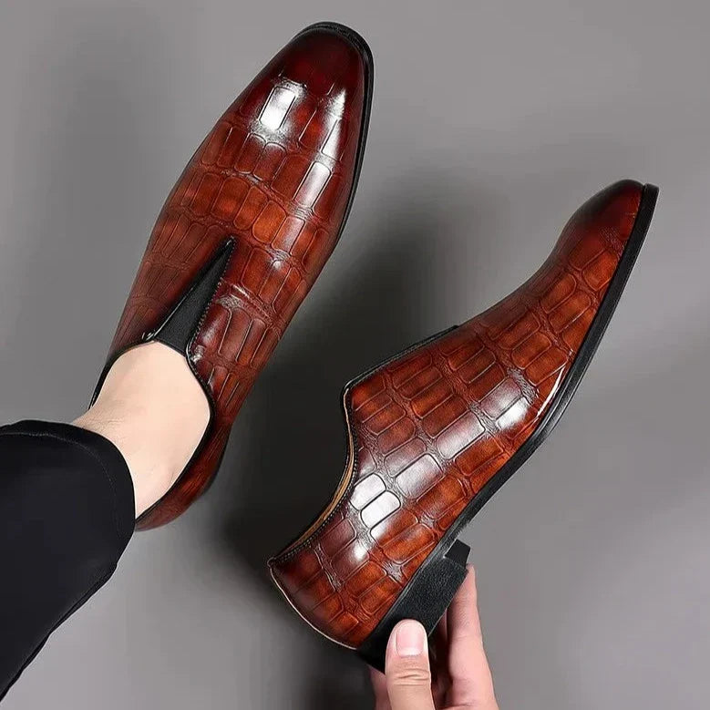 Polished Stretch Leather Loafers
