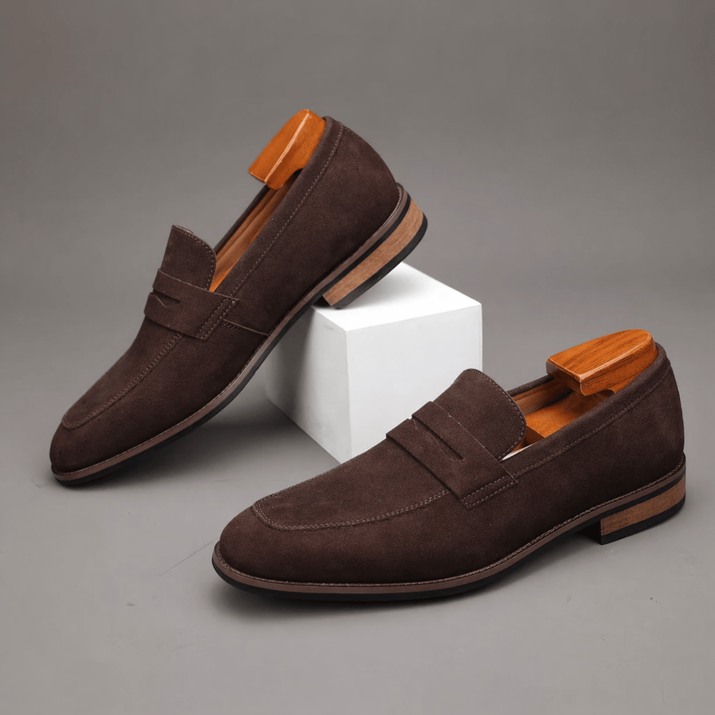 Suede Penny Loafers – Men's Slip-On Shoes - Secranzo