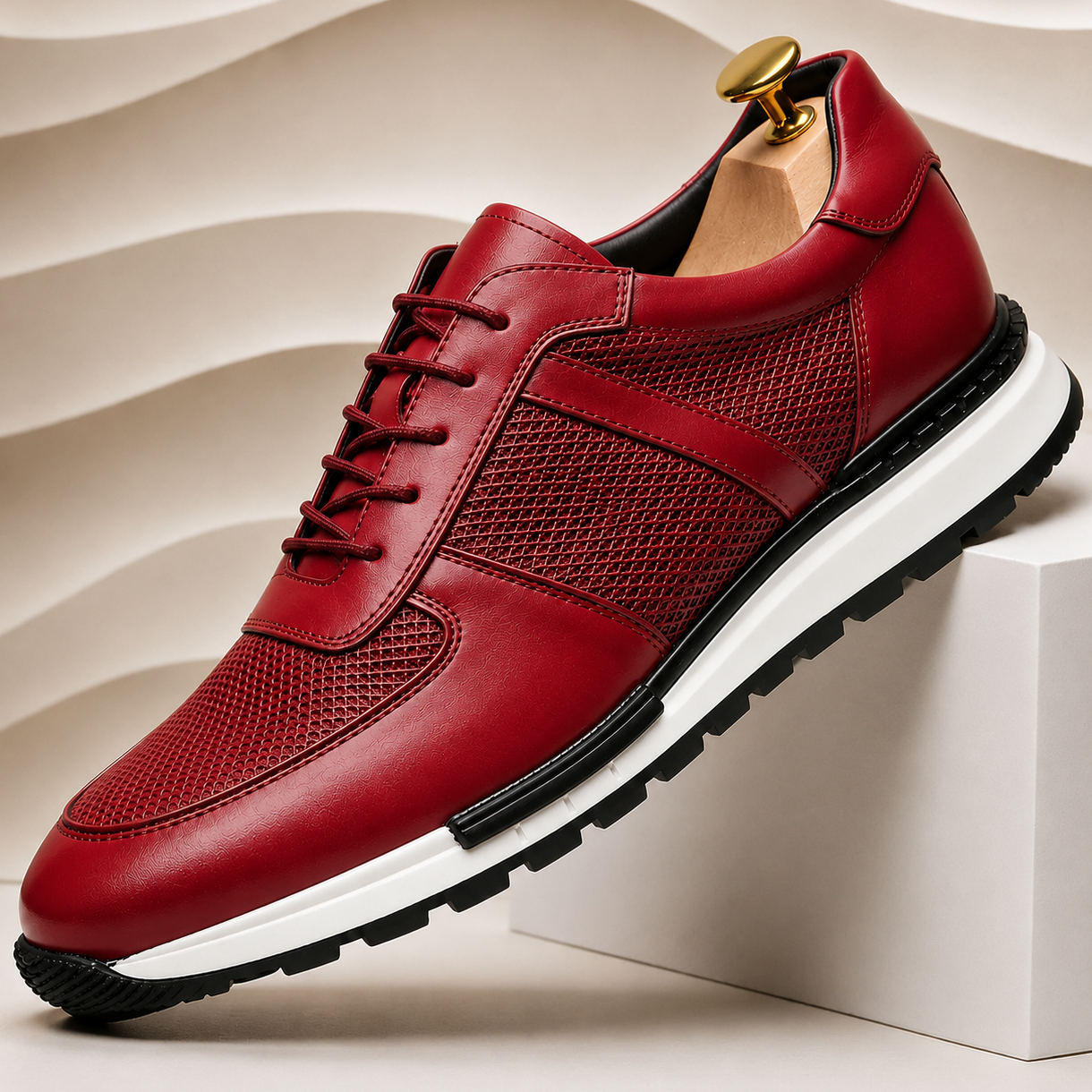 Panelled Leather Casual Sneakers