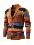 Wide-Collar Striped Rib Jumper