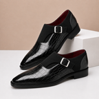 Croc-Embossed Leather Monk Strap