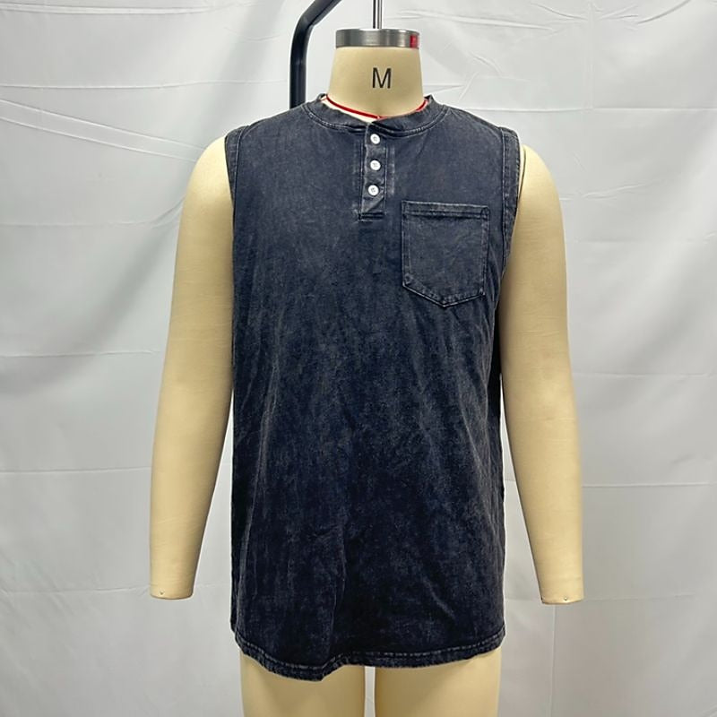 Vintage Washed Henley Tank Top