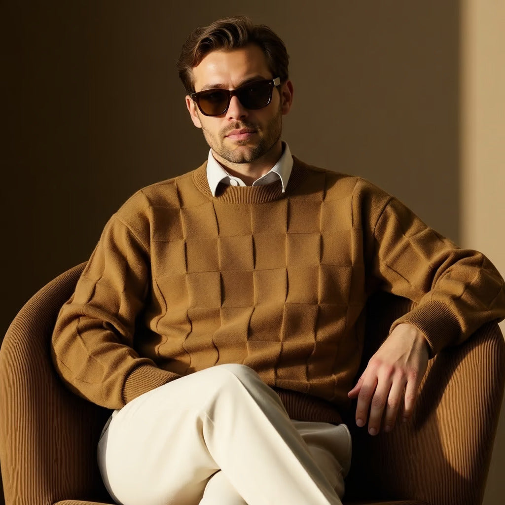 Tailored Plaid Knit Sweater