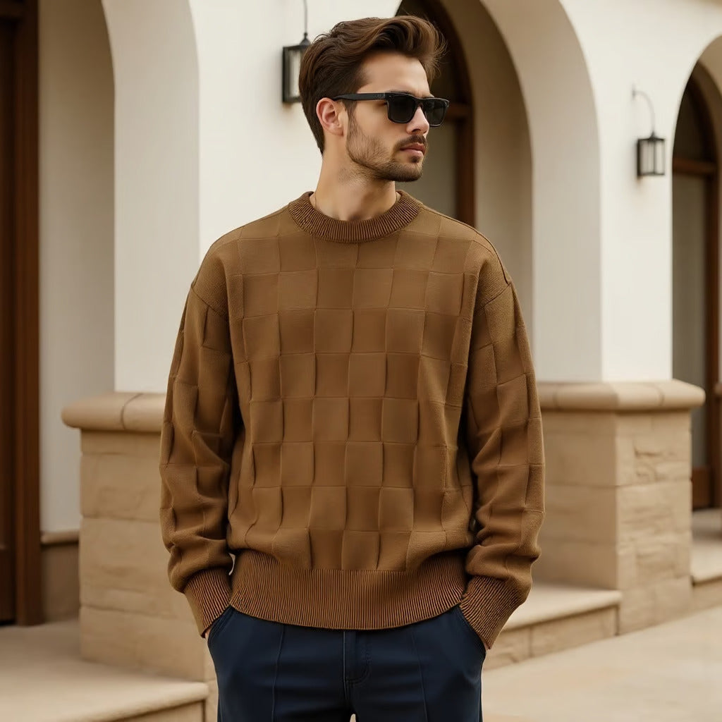 Tailored Plaid Knit Sweater