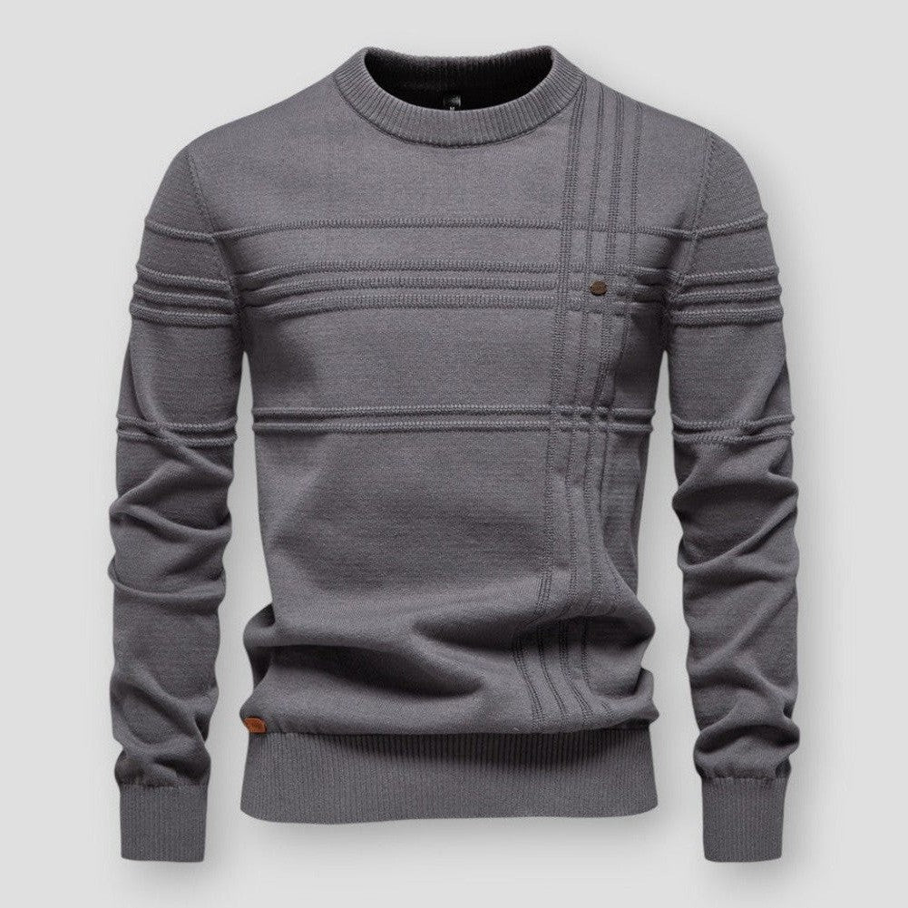 Structured Line Ribbed Knit Sweater